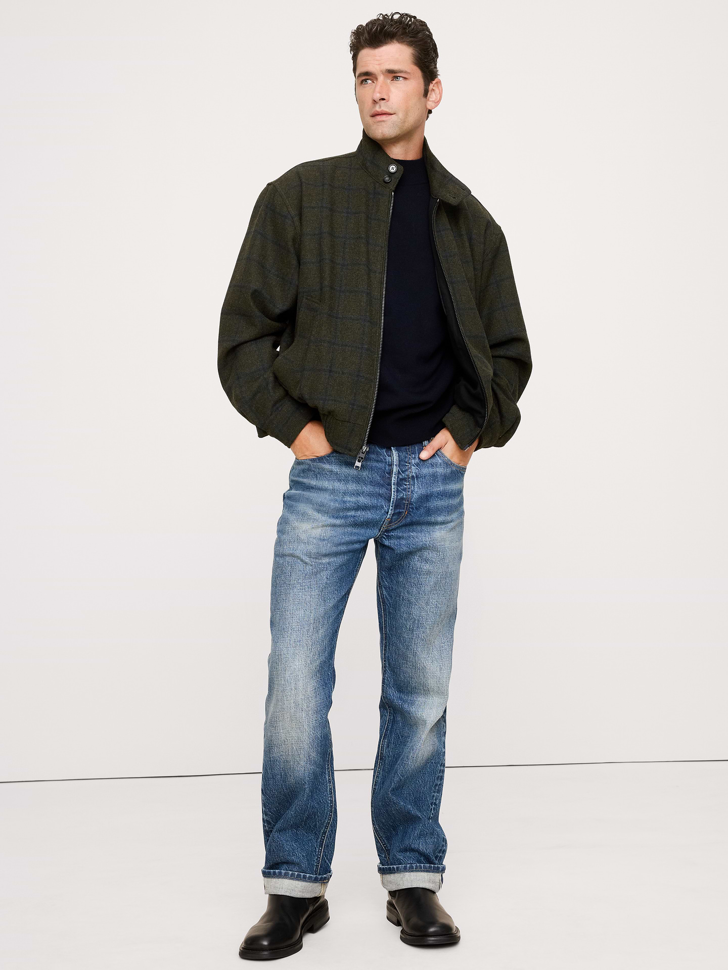 L'image numéro 4 présente Veste Harrington en flanelle à carreaux