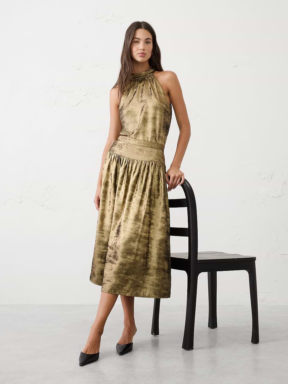 Metallic Midi Skirt