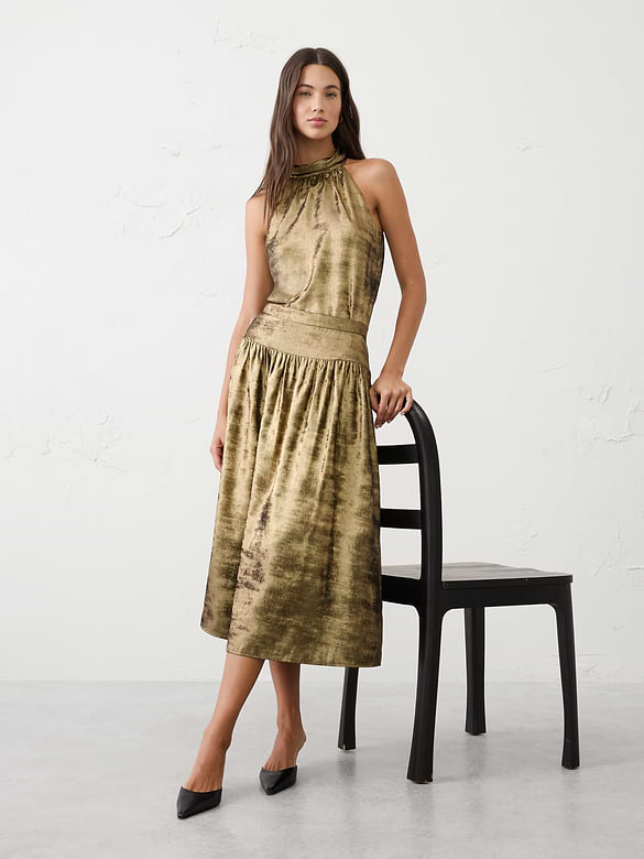 Metallic Midi Skirt