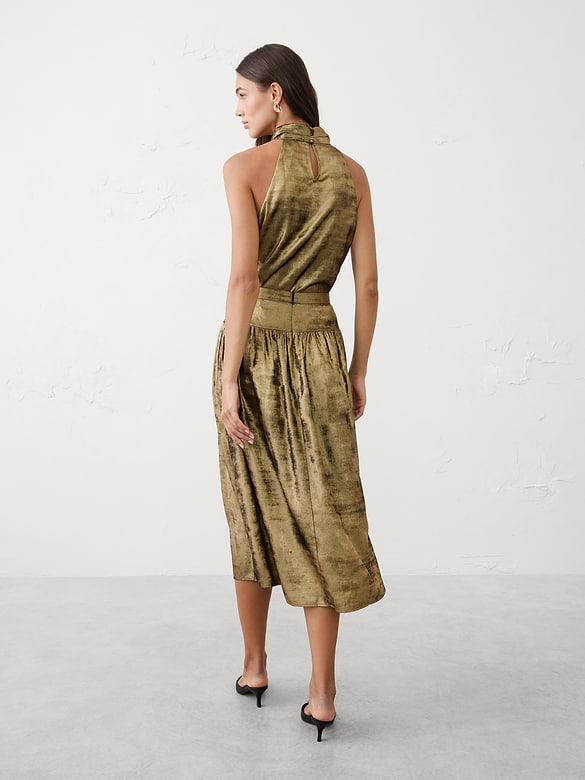 Metallic Midi Skirt