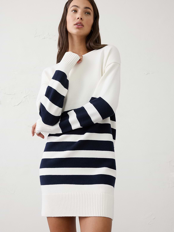 Boatneck Mini Sweater Dress