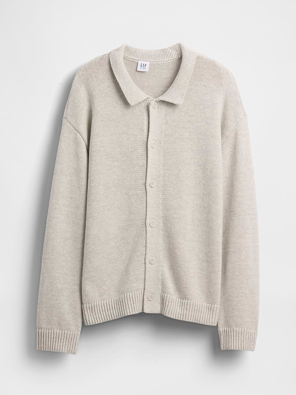 Kids Relaxed Polo Cardigan Sweater