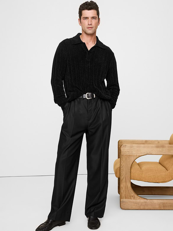 Ribbed Chenille Sweater Polo