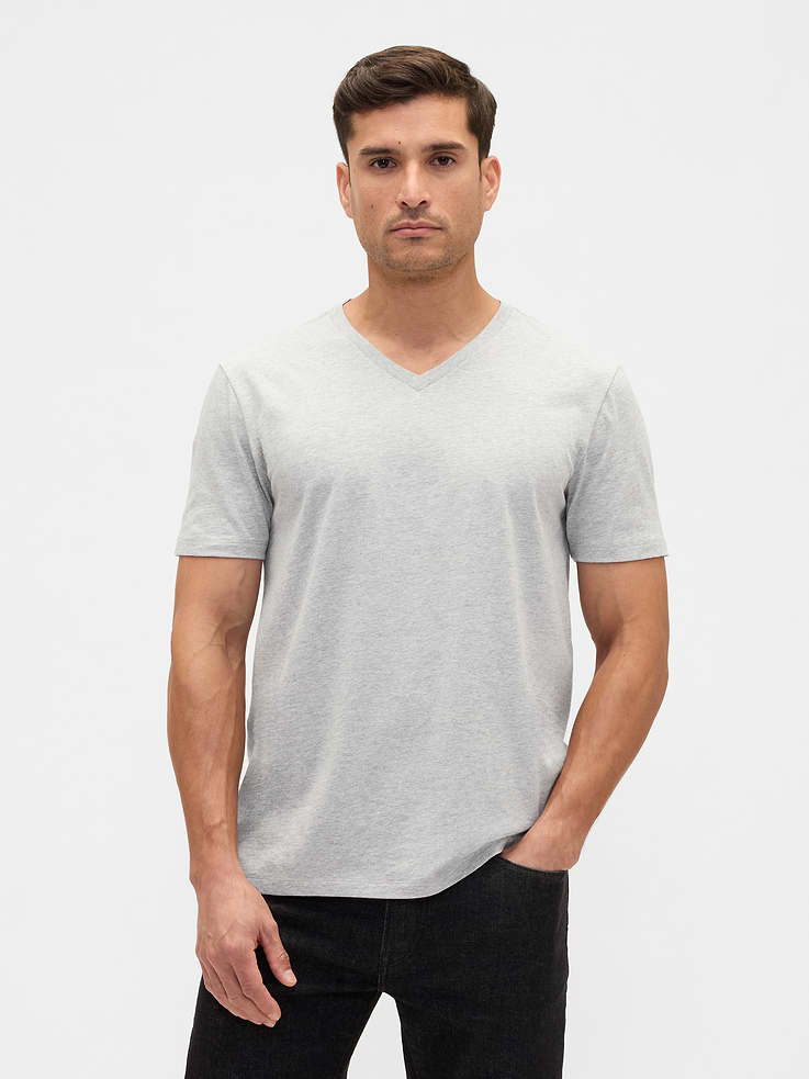 Image 1 of 5, Soft jersey knit., Short sleeves., V-neck., This product was made in a factory that invests in gender equity and women’s empowerment through RISE. Learn more at, Product #818591