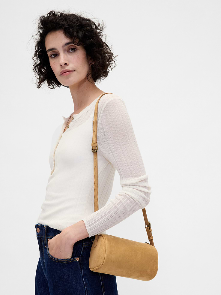 Image number 2 showing, Vegan Suede Barrel Bag
