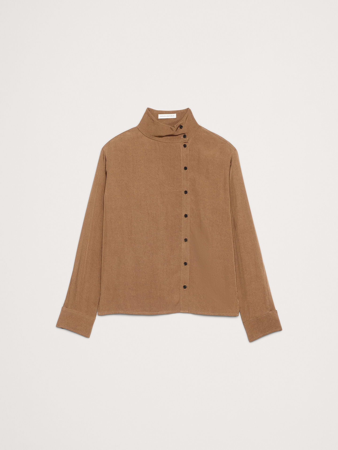 Image number 7 showing, Drapey Twill Asymmetrical Button-Front Blouse