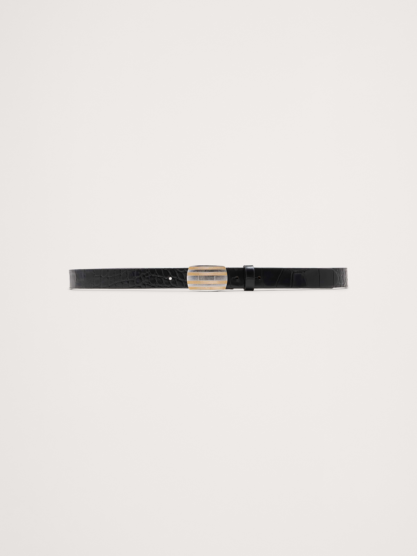 L'image numéro 1 présente Ceinture en cuir à relief et à boucle plaquée