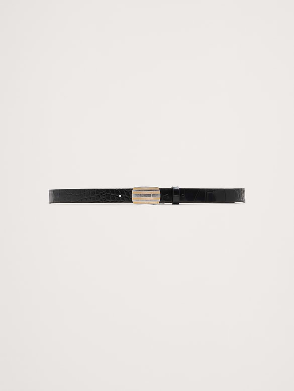 Ceinture en cuir à relief et à boucle plaquée