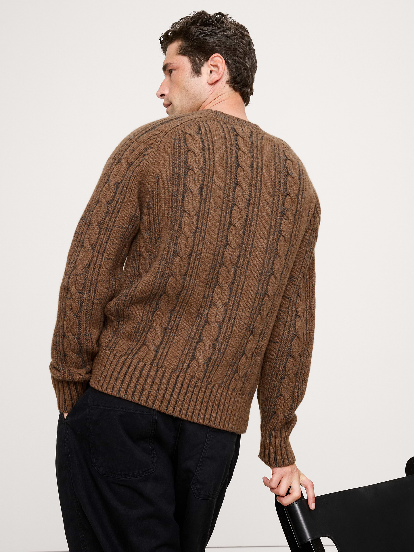 Image number 3 showing, Italian Merino-Blend Cable-Knit Sweater