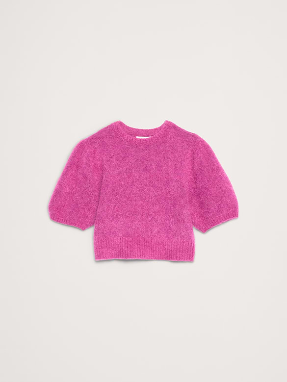 Fuzzy Alpaca-Blend Puff-Sleeve Sweater
