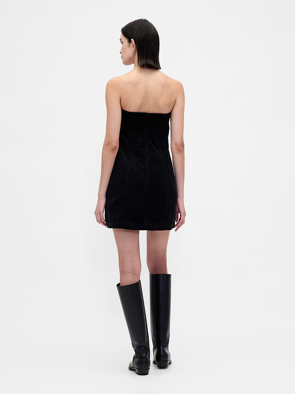 Corduroy Strapless Mini Dress