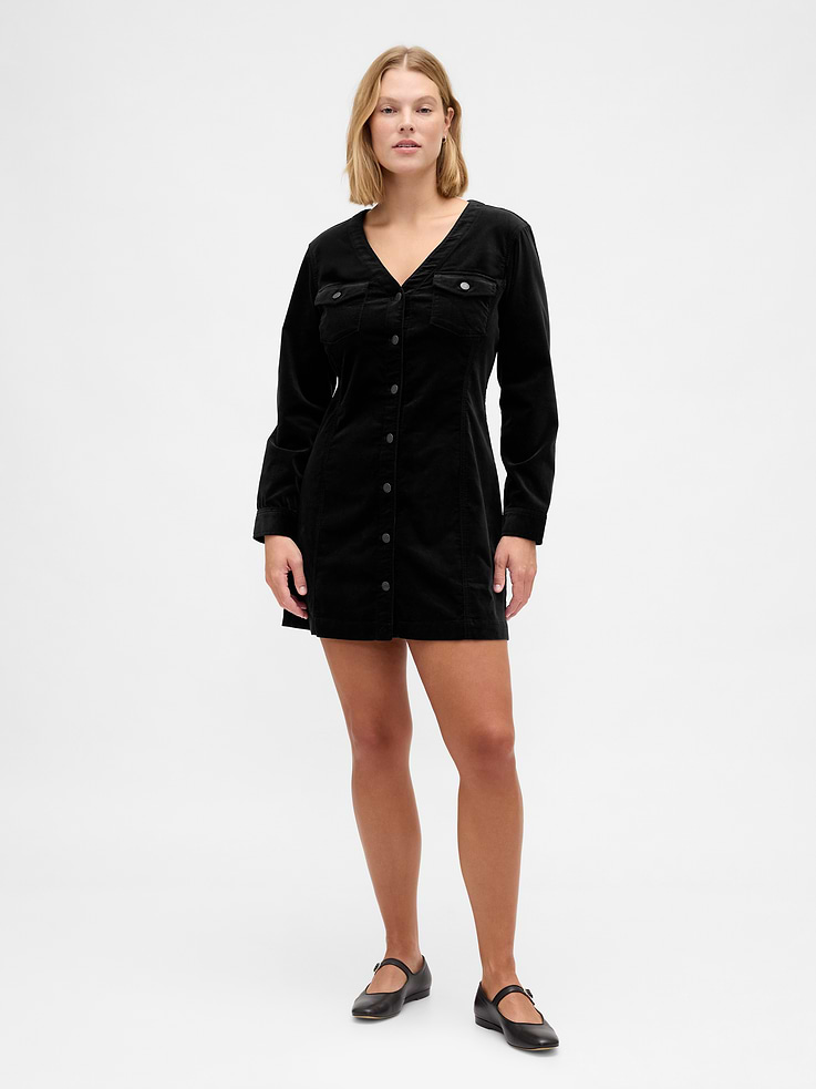 Image 5 de 7, Robe courte en velours avec poche et col en V