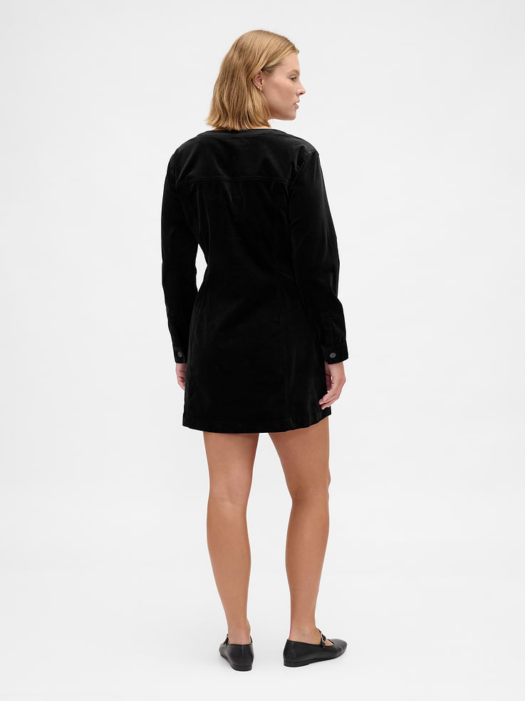 Image 6 de 7, Robe courte en velours avec poche et col en V