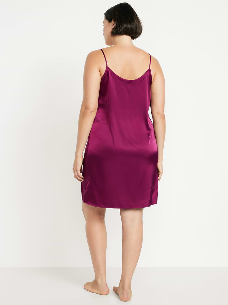 Image 6 of 8, Lace-Trim Satin Nightgown