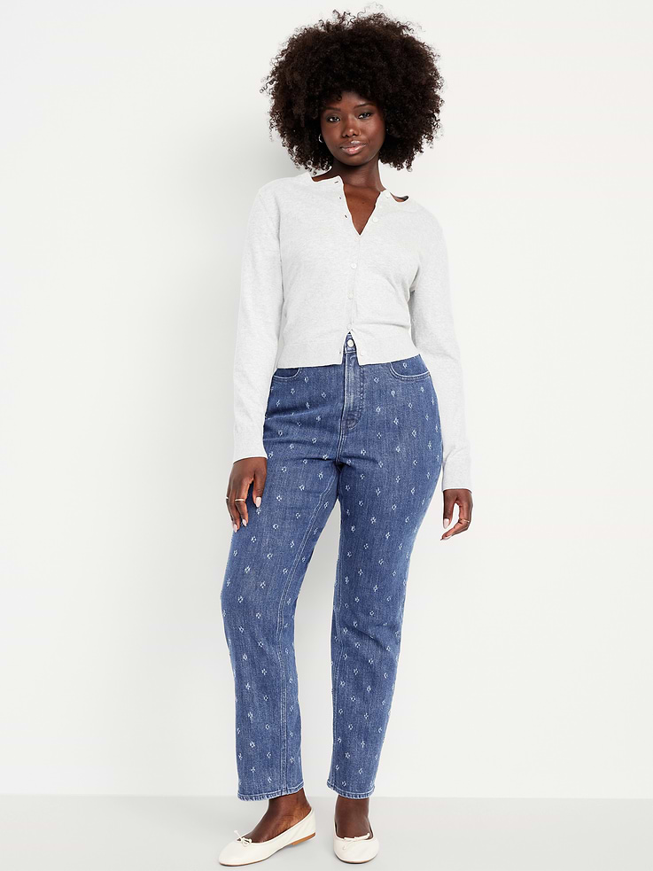 L'image numéro 5 présente Jean coupe droite profilée à taille très haute pour femme
