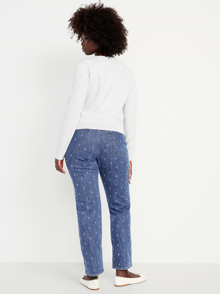L'image numéro 6 présente Jean coupe droite profilée à taille très haute pour femme