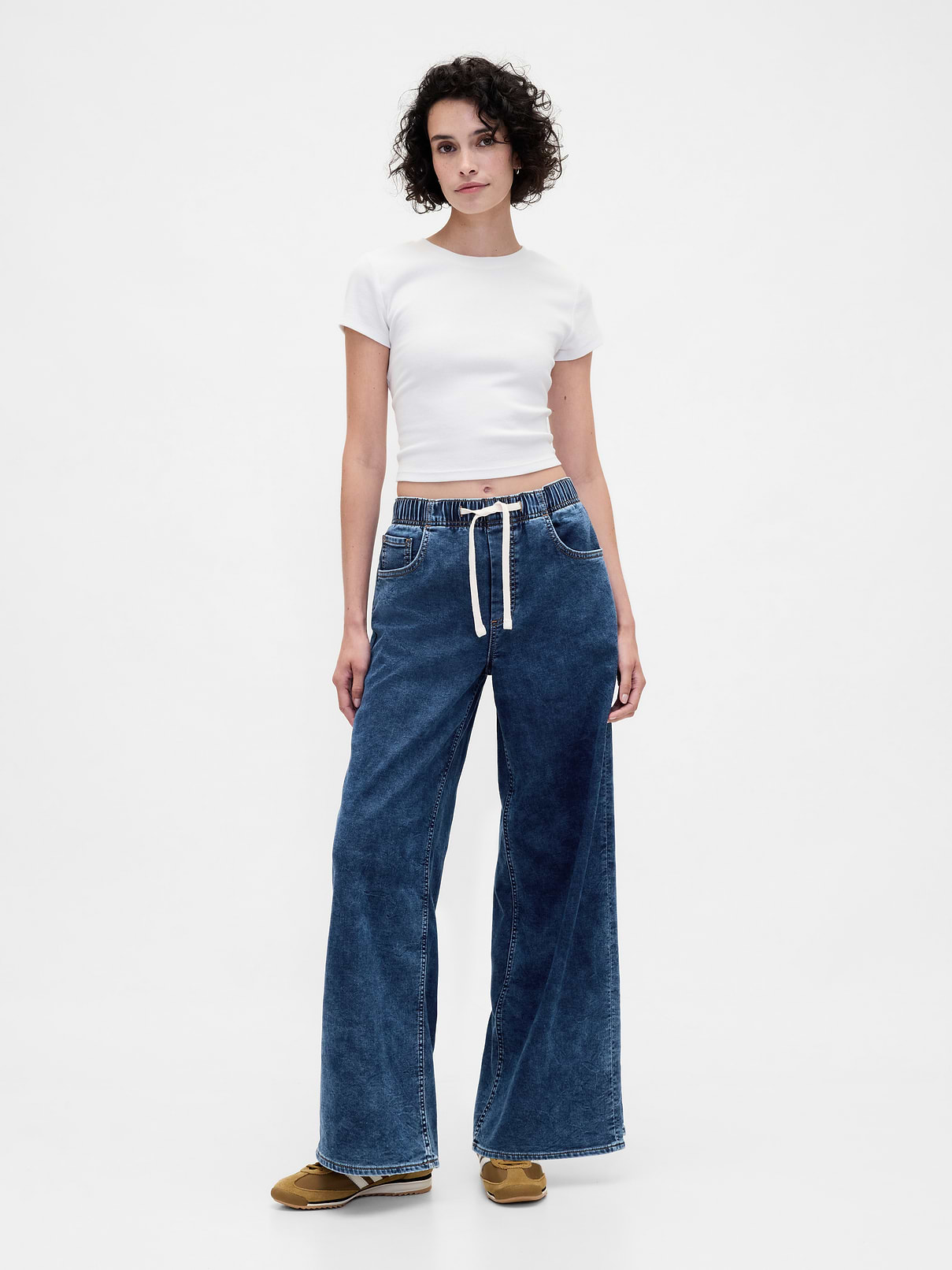 Mid Rise Knit Baggy Jeans