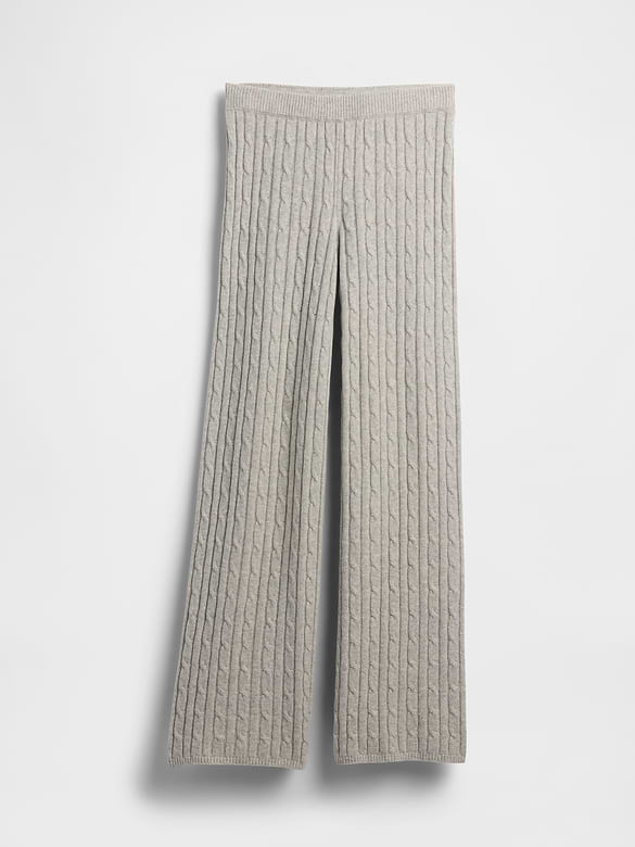 CashSoft Cable-Knit Sweater Pants