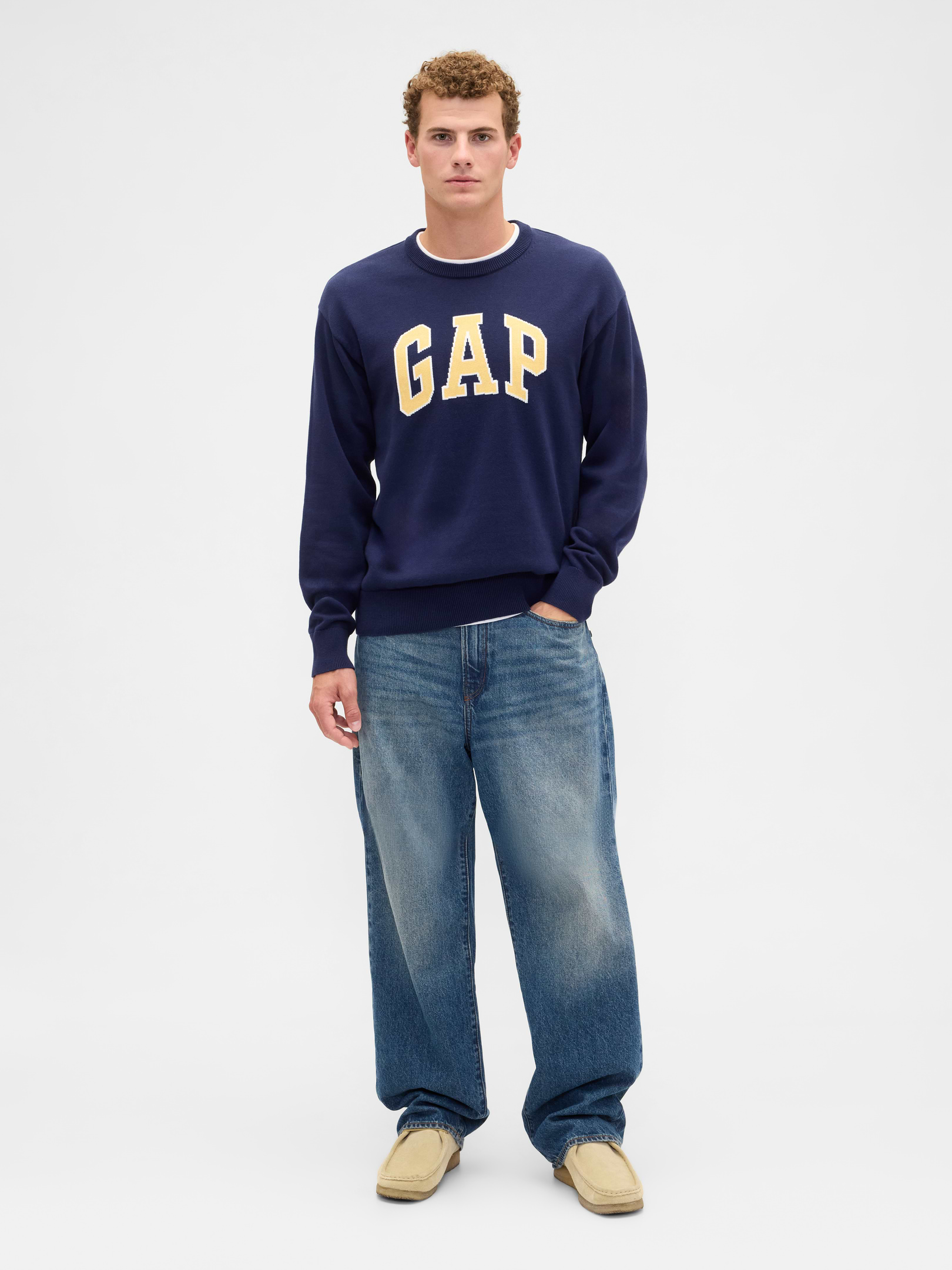 Image 3 of 5, Relaxed Gap Logo Intarsia Sweater