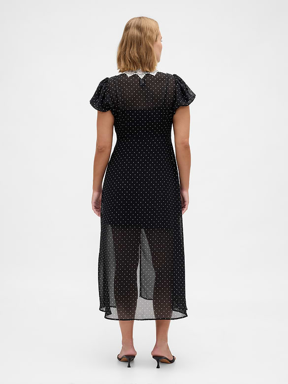 Lace-Trim V-Neck Maxi Dress