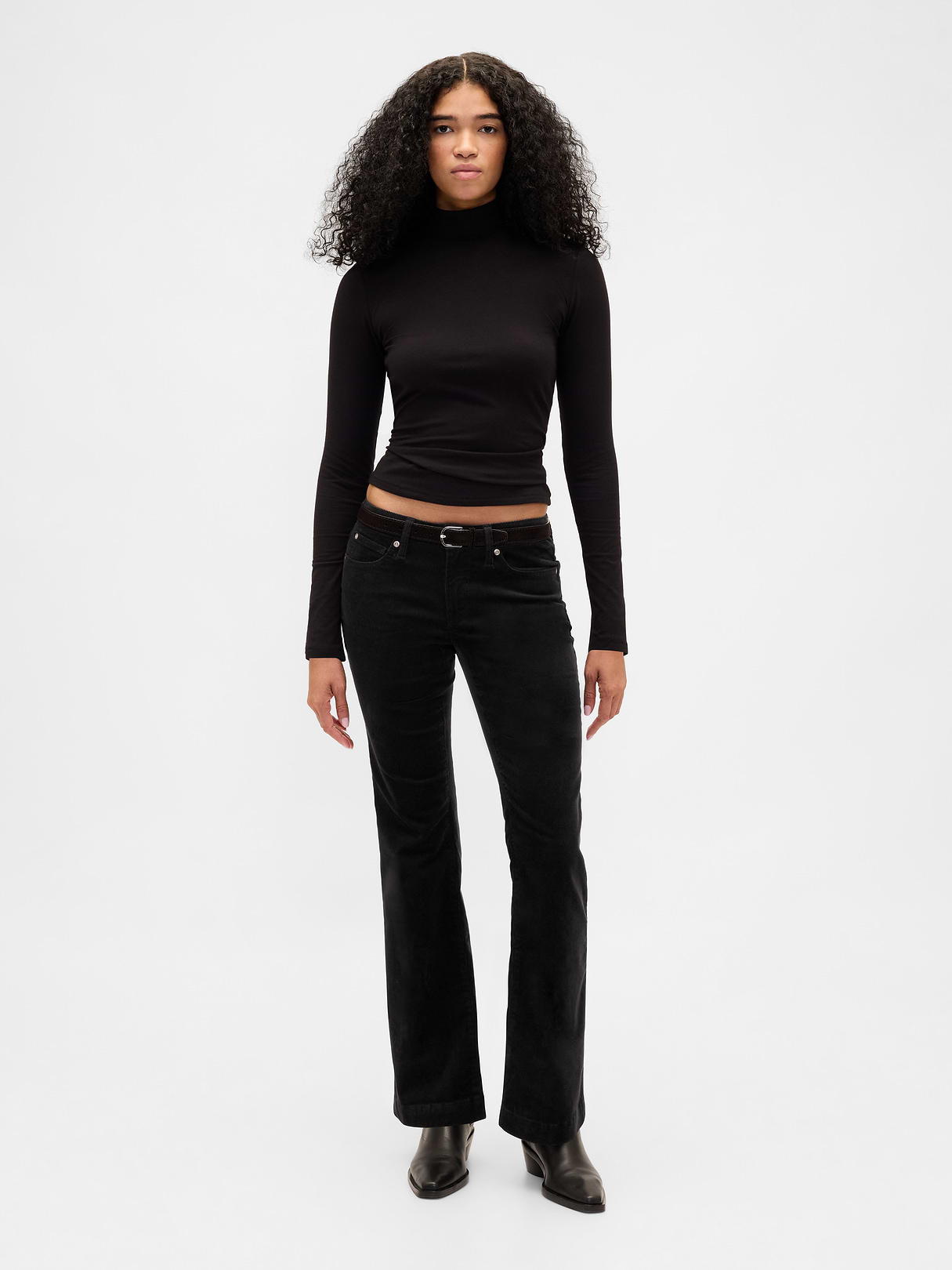 Low Rise Corduroy Long & Lean Pants - Black by Gap
