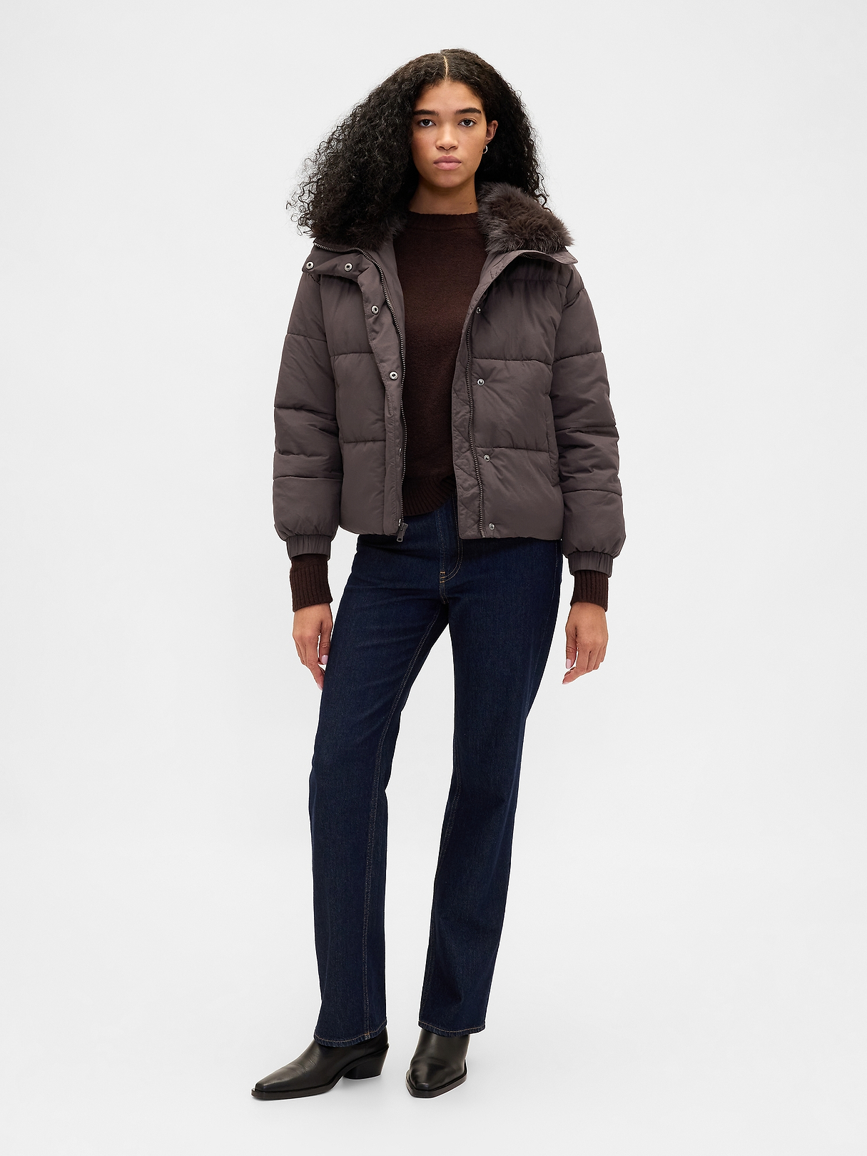 Faux Fur-Trim Puffer Jacket | Gap