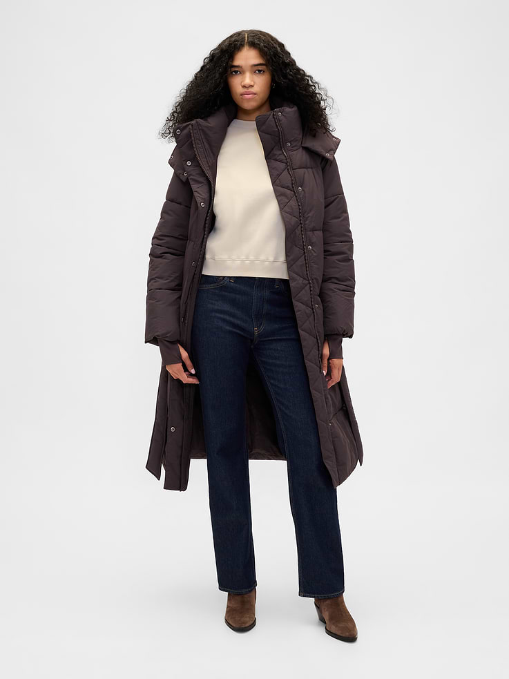 Image number 2 showing, Belted Long Puffer Coat