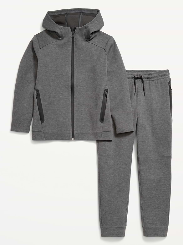Ensemble de pantalon de jogging et haut à capuchon en molleton dynamique à glissière pleine longueur pour garçon