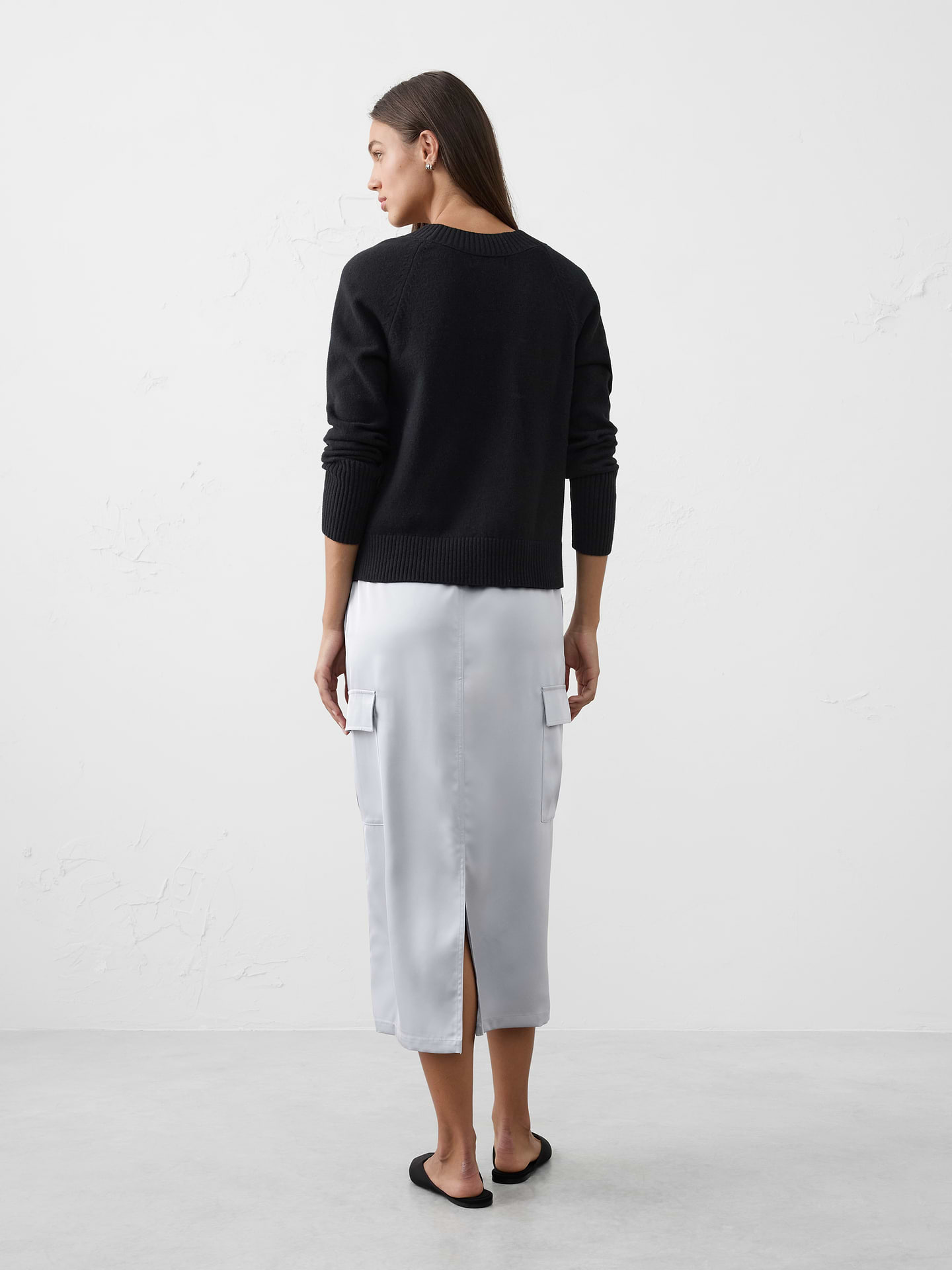 Image 2 of 4, Satin Cargo Midi Skirt