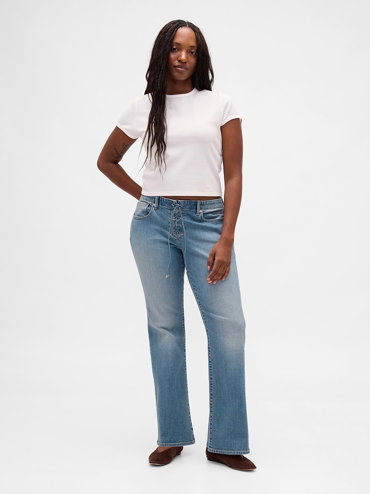 Image number 5 showing, Low Rise Long & Lean Lace-Up Jeans