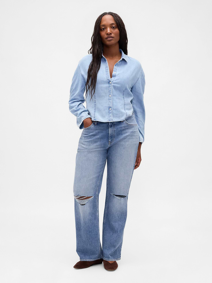 Image number 5 showing, Mid Rise Relaxed Straight Jeans