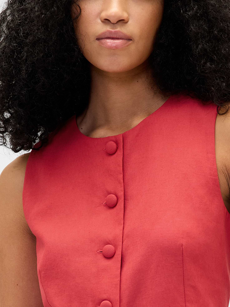 Image number 4 showing, Linen-Blend Tie-Back Longline Vest