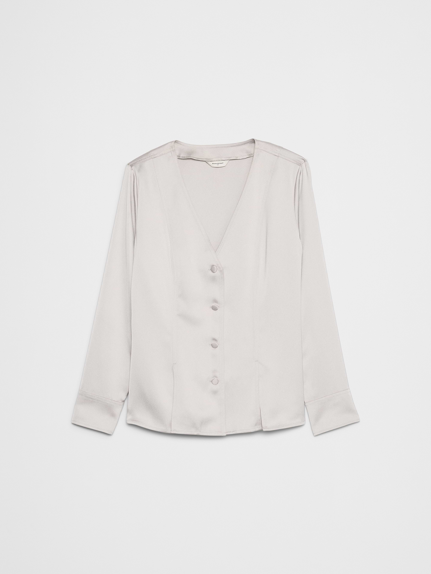 Image number 4 showing, Silky Seamed Slit Blouse