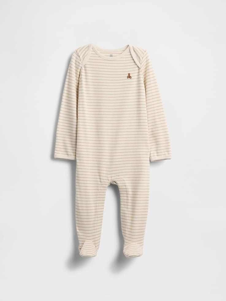 L'image numéro 2 présente Une-pièce à motif ourson Brannan Premiers essentiels en coton biologique pour Bébé