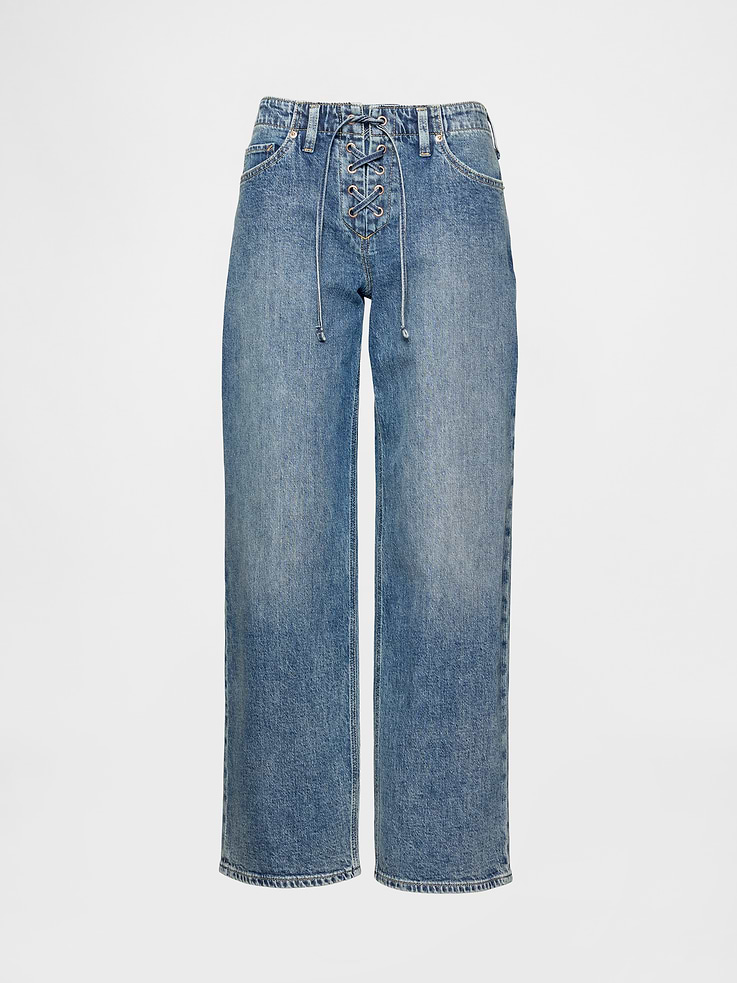 Image number 5 showing, Low Rise Lace-Up '90s Loose Jeans