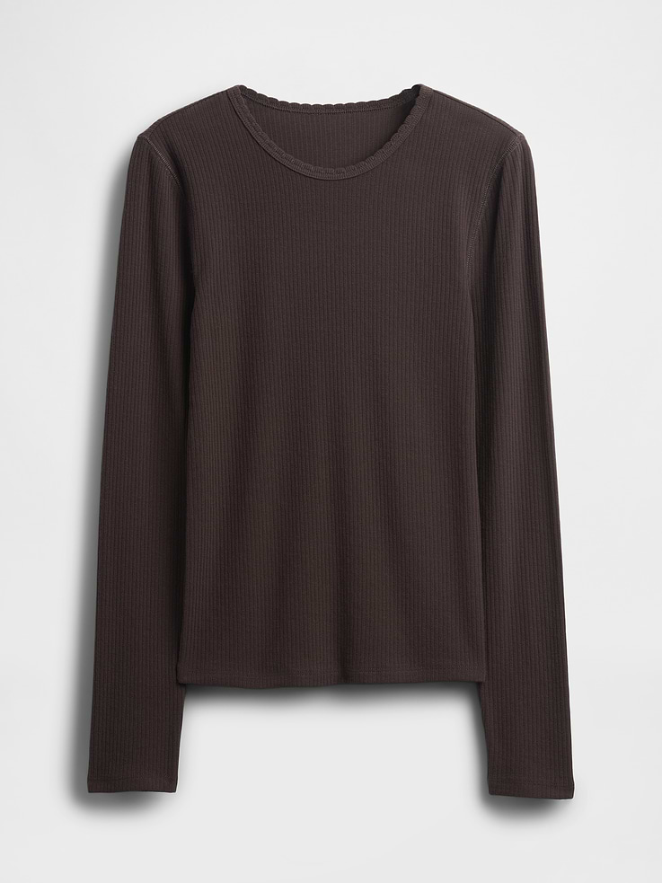 Image 4 of 4, Pointelle Rib T-Shirt