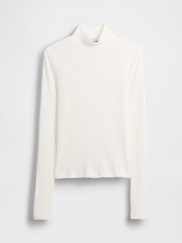Pointelle Rib Crop Turtleneck