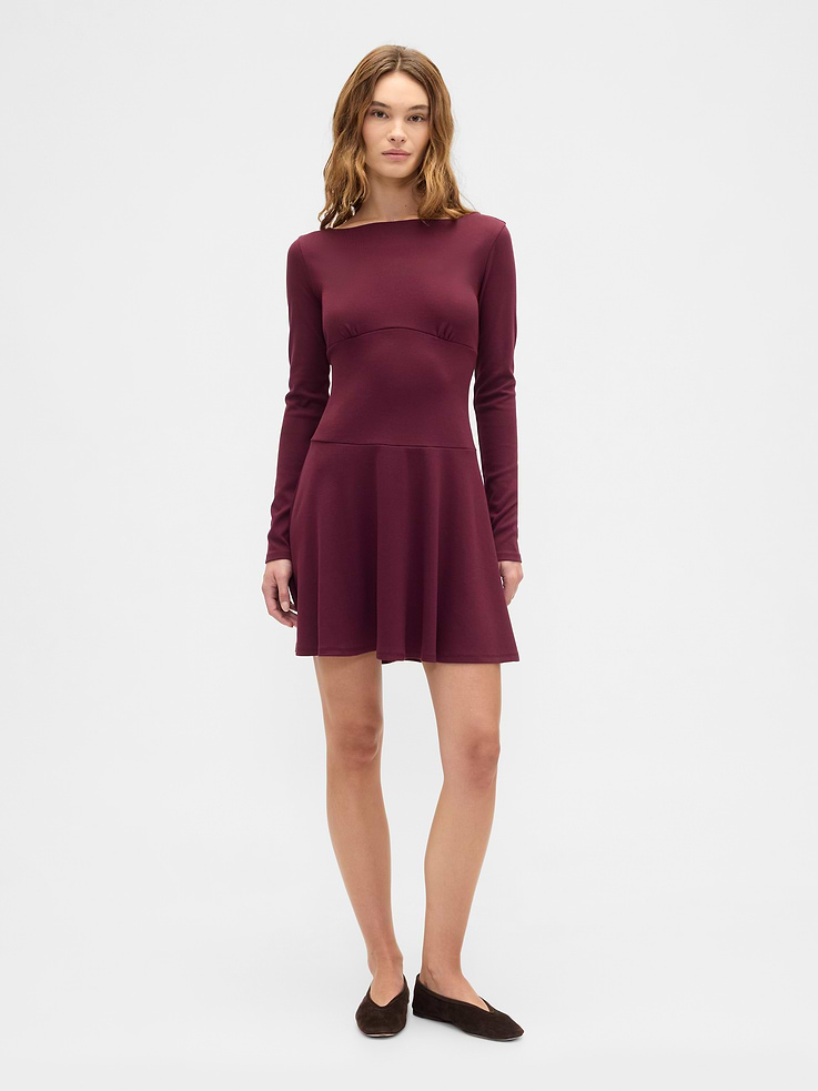 Image number 1 showing, Modern Ribbed Boatneck Mini Dress