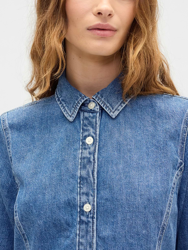 Image number 3 showing, Denim Peplum Mini Dress