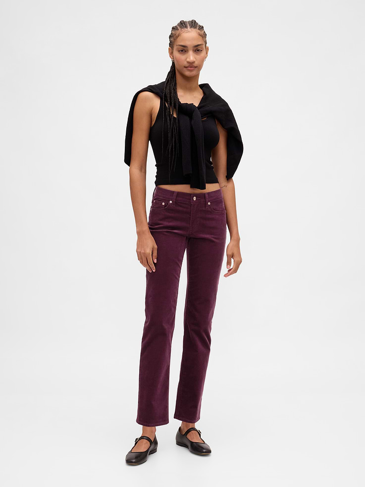 Image number 1 showing, Low Rise Corduroy '90s Slim Straight Pants