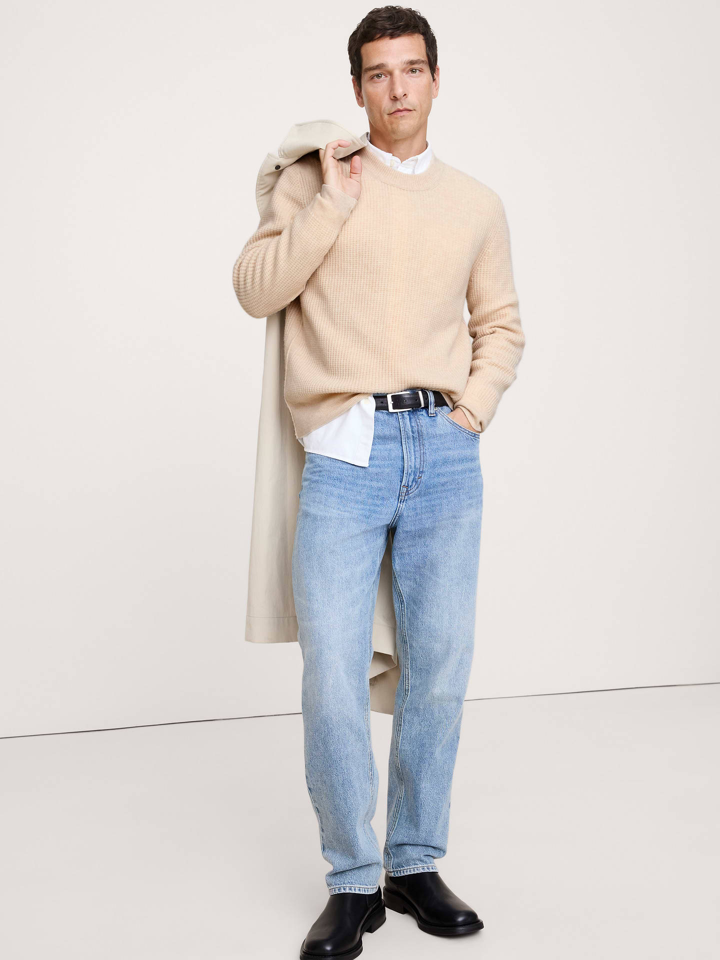 Image number 4 showing, Italian Merino-Cashmere Waffle-Knit Sweater