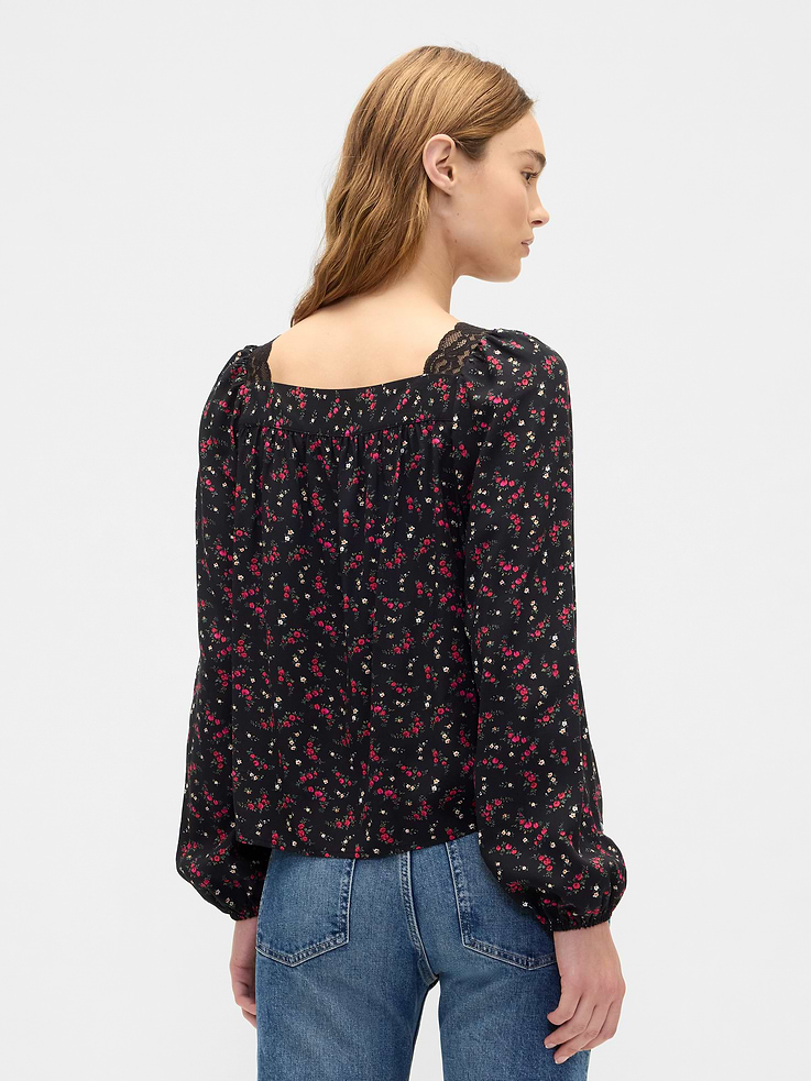 Image number 2 showing, Oversized Lace-Trim Top