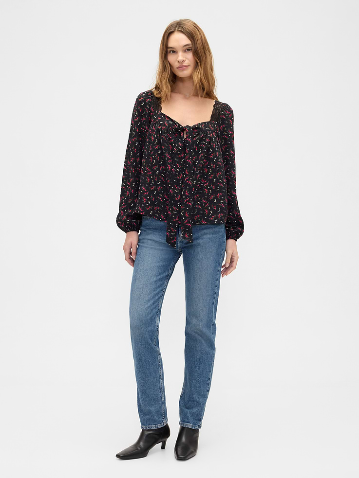 Image number 3 showing, Oversized Lace-Trim Top