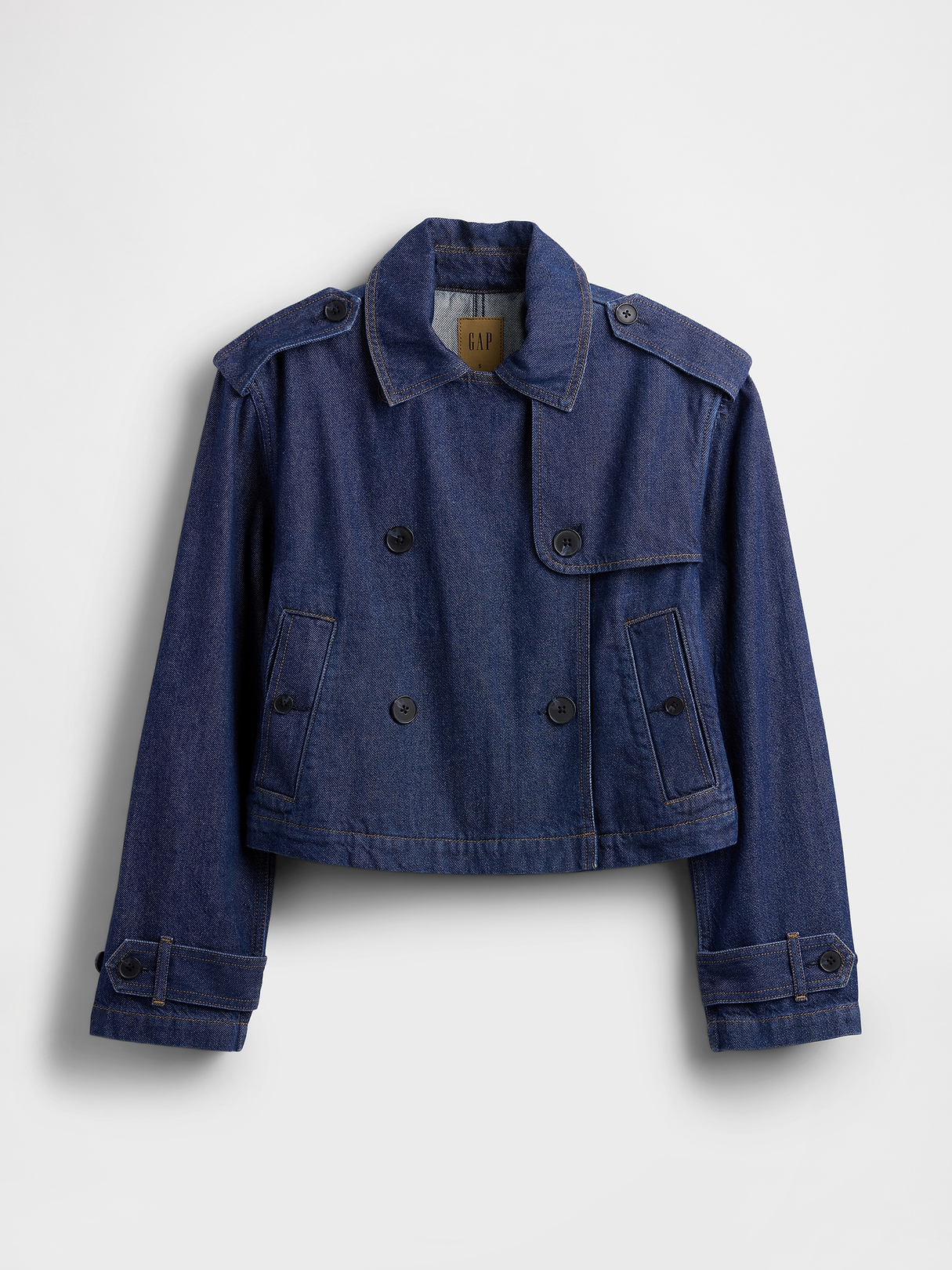 UltraSoft Denim Crop Trench Jacket | Gap