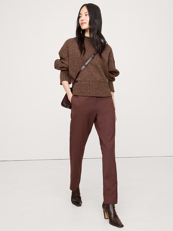 Ultra High-Rise Modern Slim Italian Lightweight Wool Ankle Pant