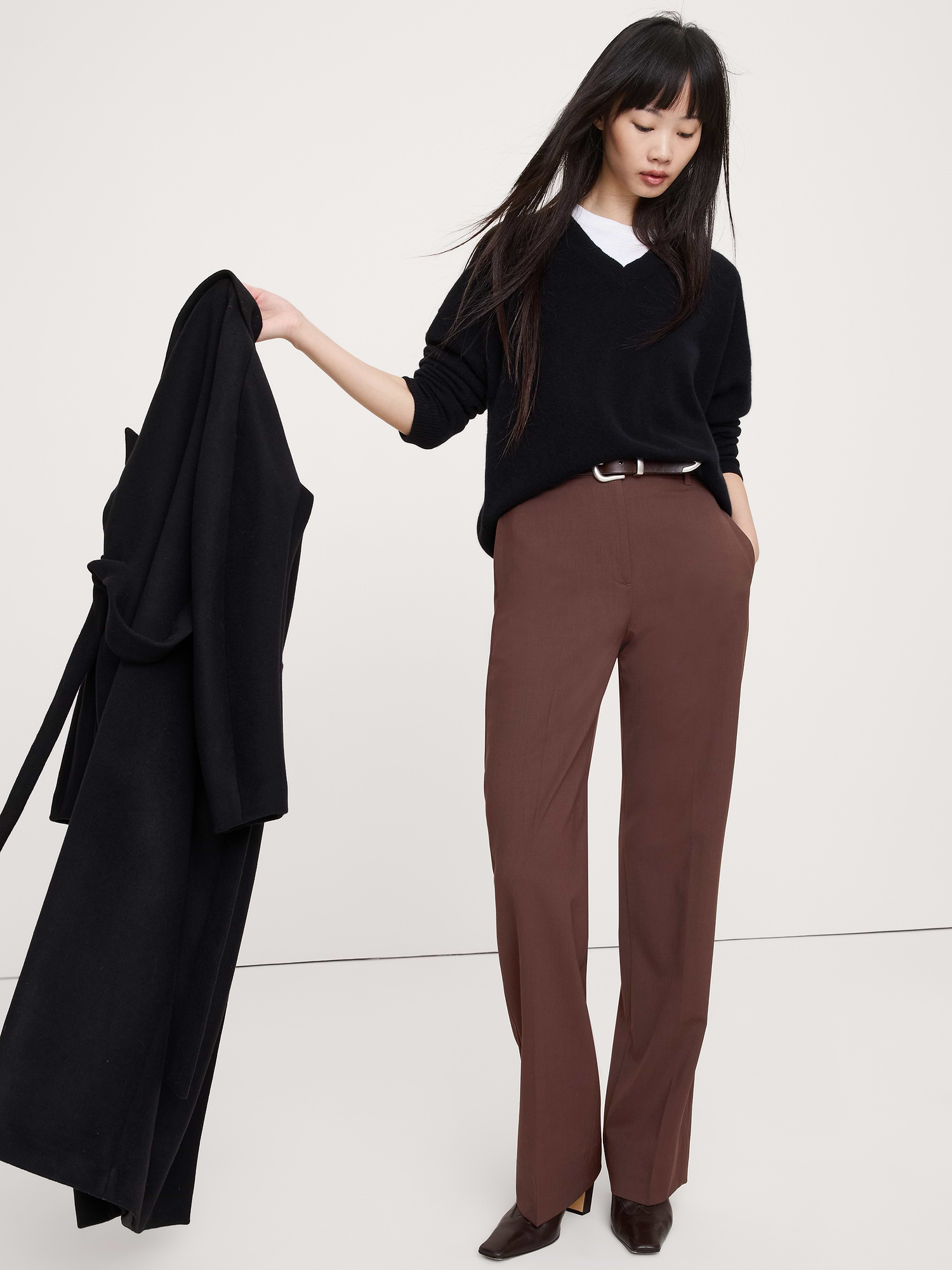 Banana Republic Ultra High-Rise Modern Straight Italian Lightweight Wool Pant INTERNATIONAL SHIPPING