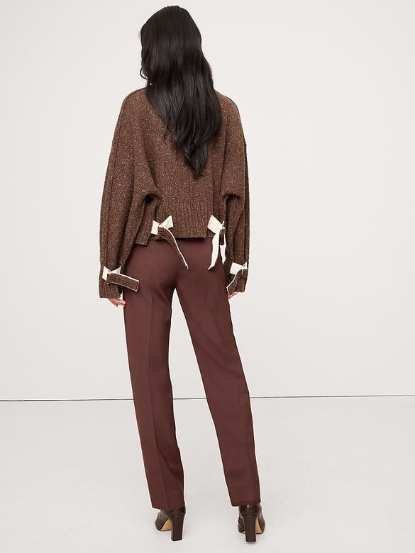 Ultra High-Rise Modern Slim Italian Lightweight Wool Ankle Pant
