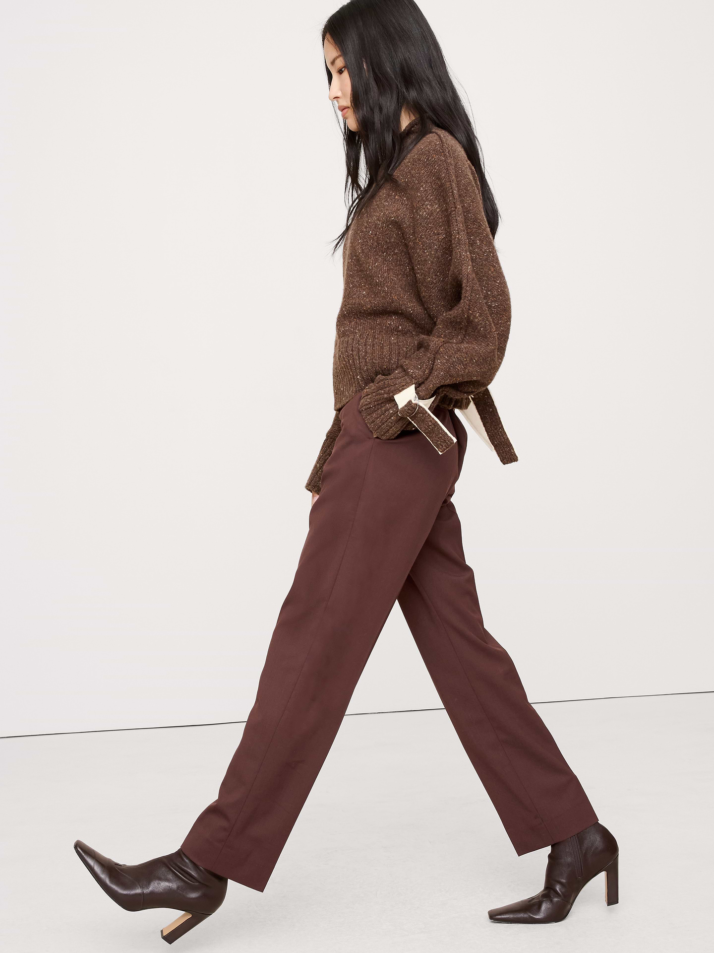 Image number 1 showing, Ultra High-Rise Modern Slim Italian Lightweight Wool Ankle Pant