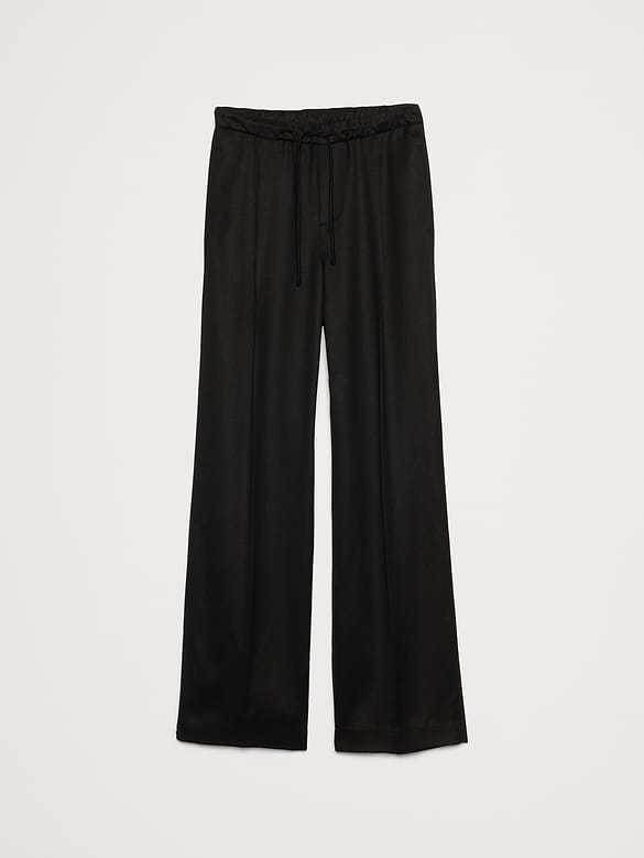 Pantalon drapé à taille haute extensible et jambe large en TENCEL™