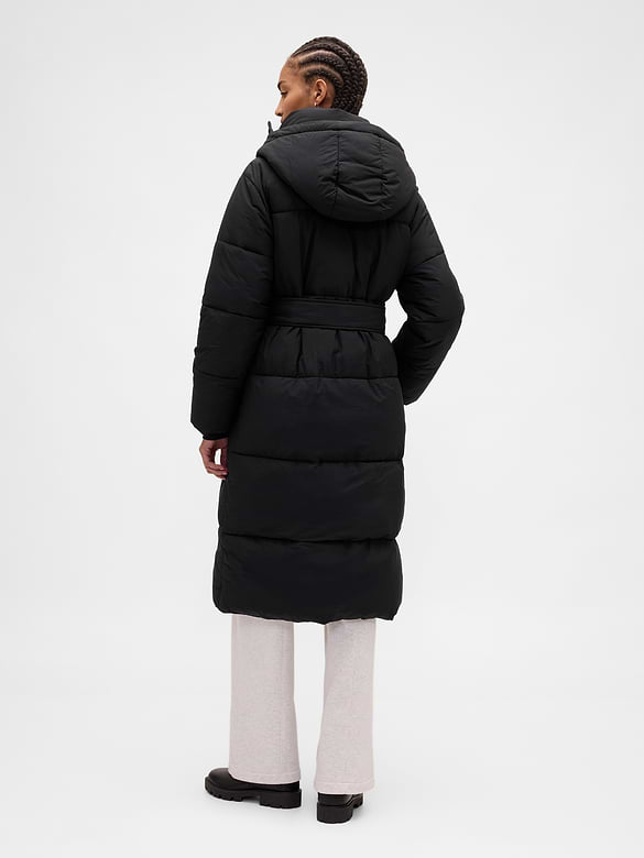 Belted Long Puffer Coat